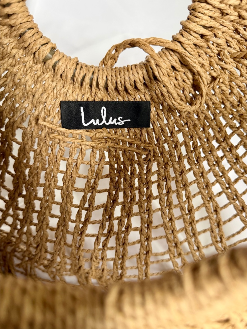 Lulus Woven Straw Tote Bag Round Handle Boho Beach Market Purse - Picture 3 of 10
